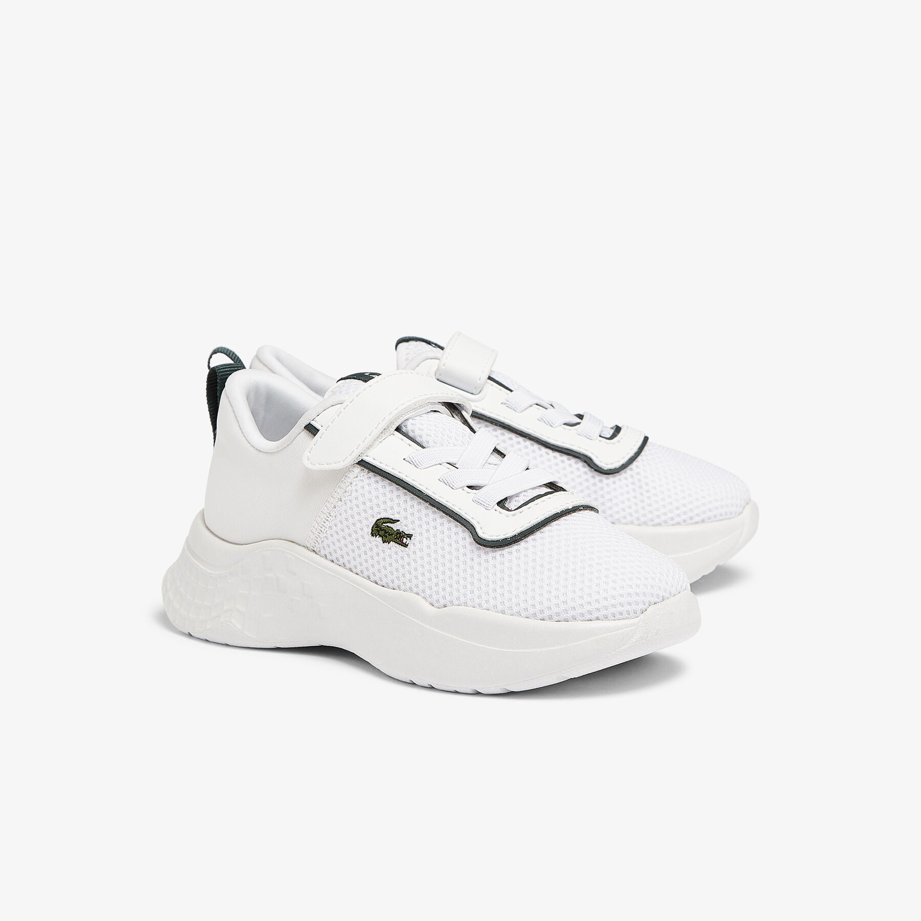 lacoste infants  court drive textile air mesh trainers