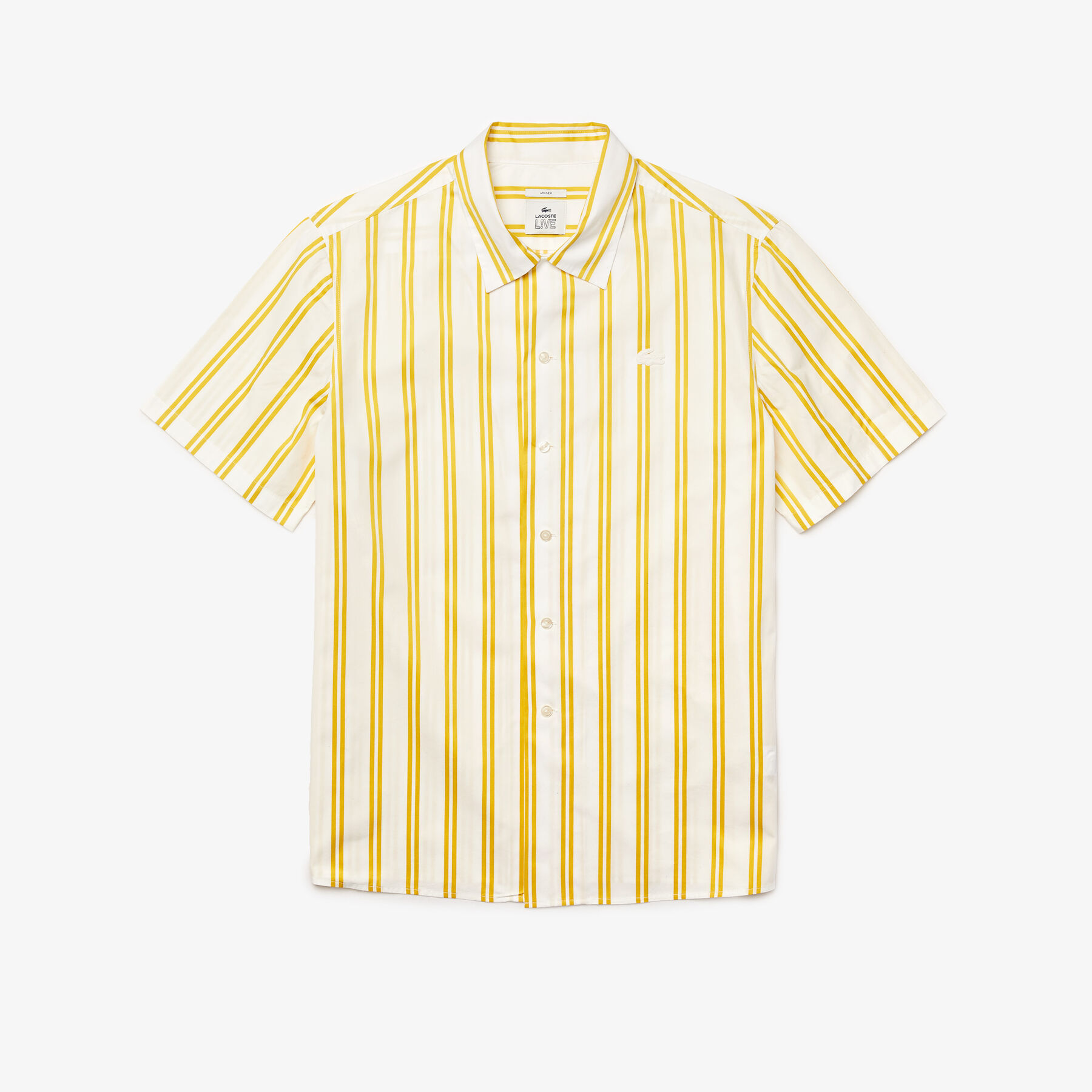 Unisex Lacoste LIVE Striped Satiny Shirt unisex lacoste live striped satiny shirt