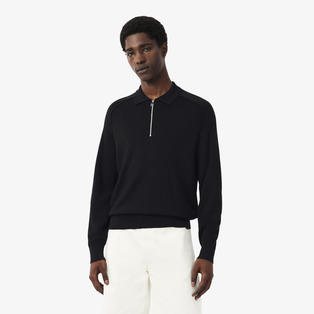 كنزة بياقة بولو من الصوف بسحاب للعمل لاكوست كنزة بياقة بولو من الصوف بسحاب للعمل