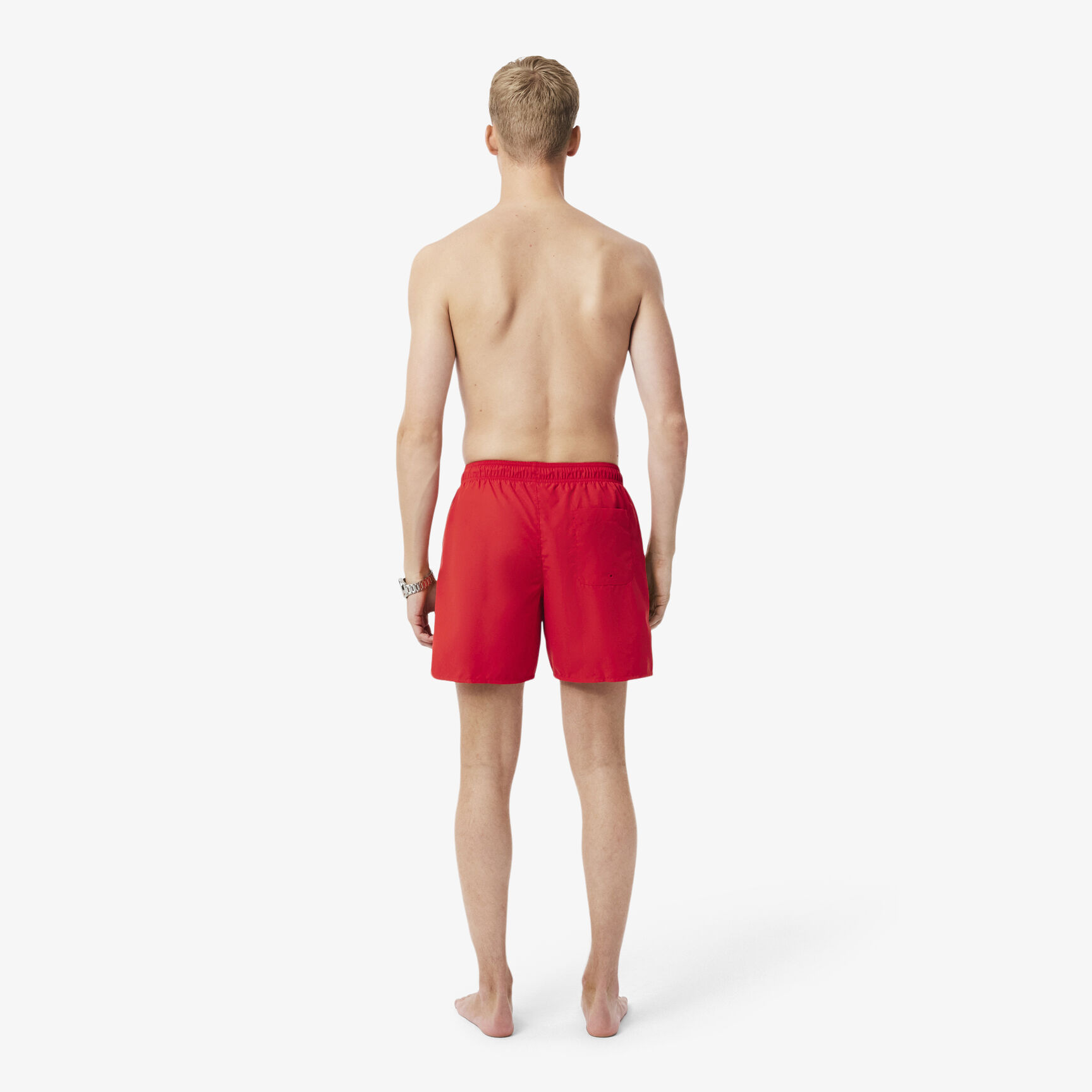 شورت سباحة أحادي اللون متوسط الطول