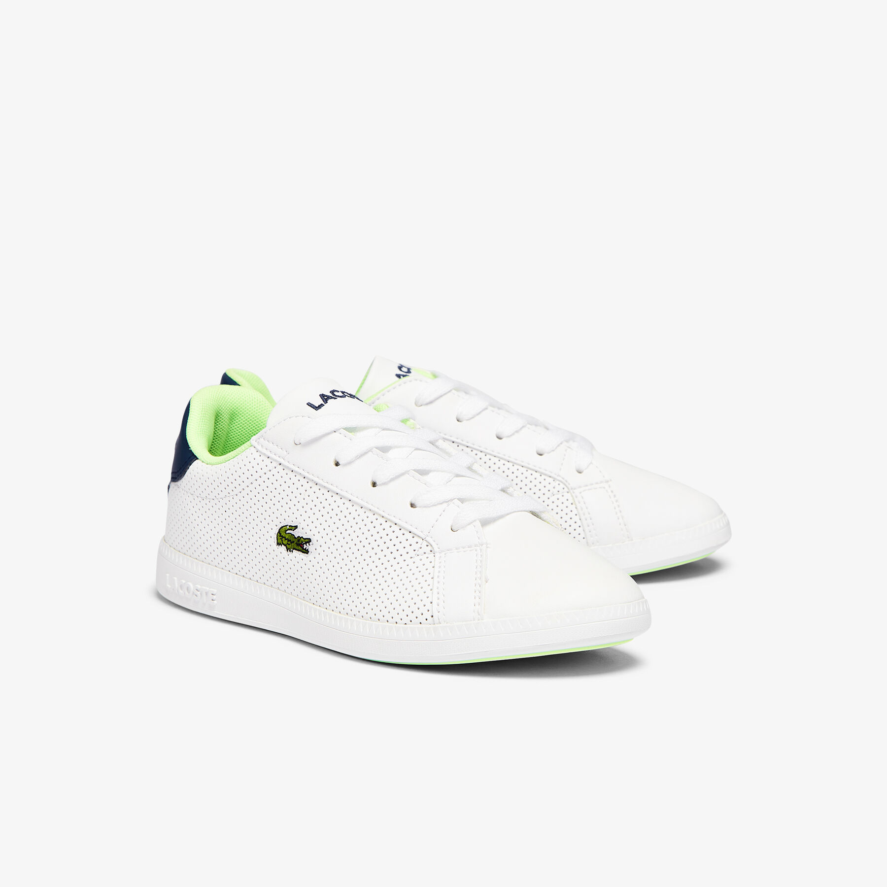 lacoste children s graduate synthetic perforated trainers