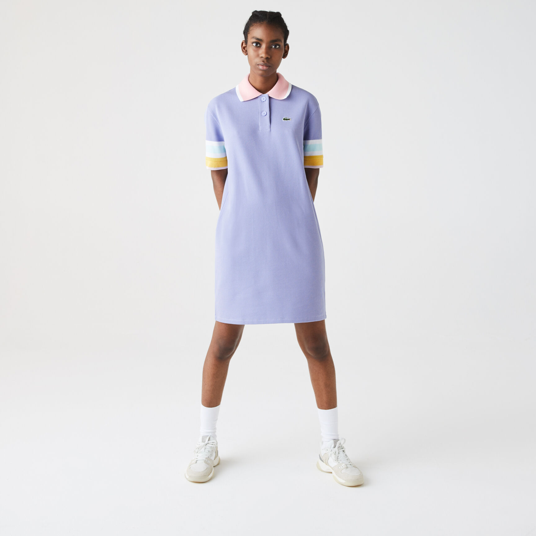 Women’s Striped Accents Honeycomb Cotton Polo Dress Women’s Striped Accents Honeycomb Cotton Polo Dress