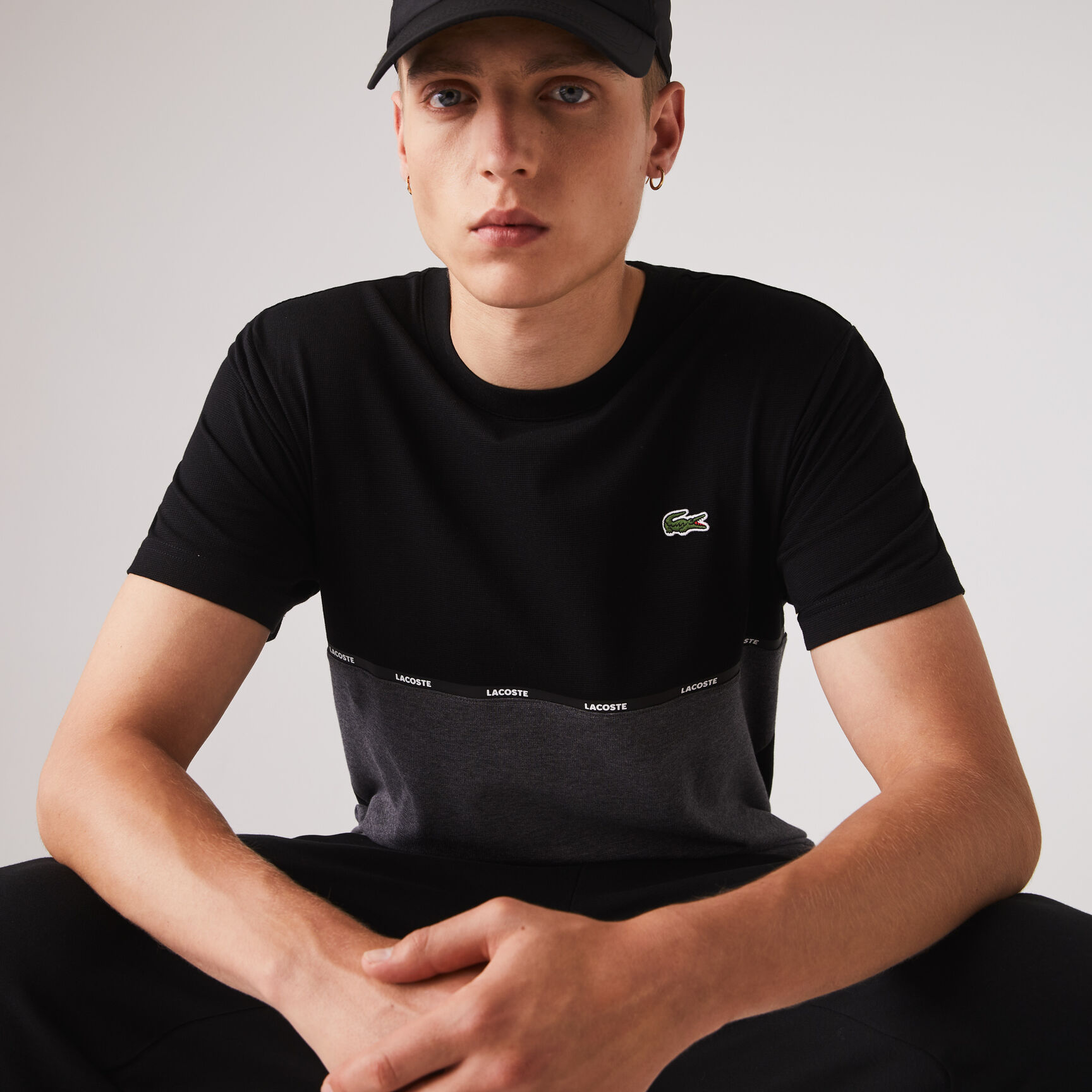 Men's Lacoste SPORT Crew Neck Lightweight Bicolour Cotton T-shirt Men's Lacoste SPORT Crew Neck Lightweight Bicolour Cotton T-shirt