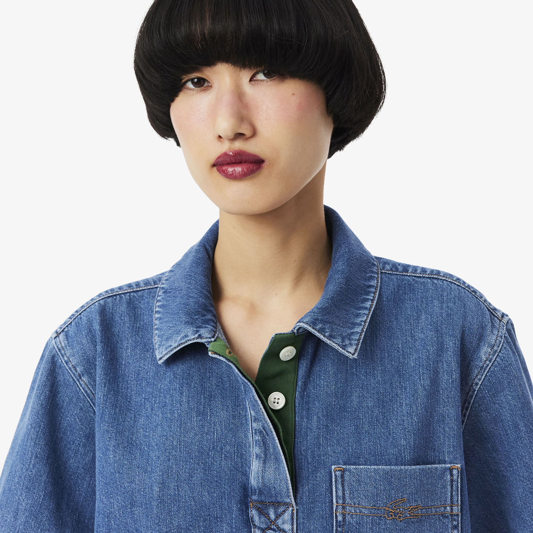 Oversized Lightweight Denim Polo Shirt Oversized Lightweight Denim Polo Shirt