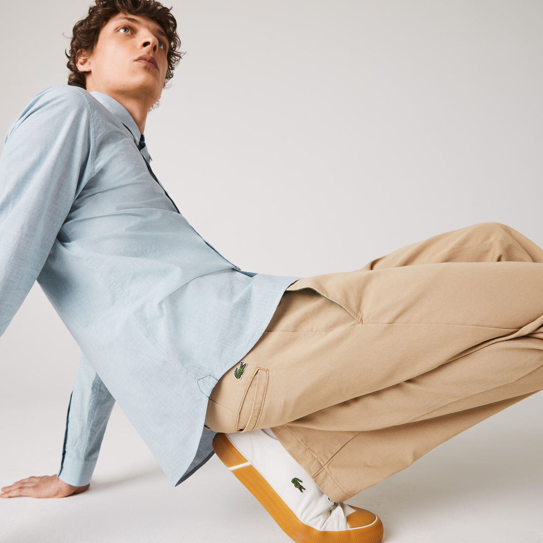 قميص قطن مع نقشة هاوندستوث صغيرة بقصة ضيقة للرجال قميص قطن مع نقشة هاوندستوث صغيرة بقصة ضيقة للرجال