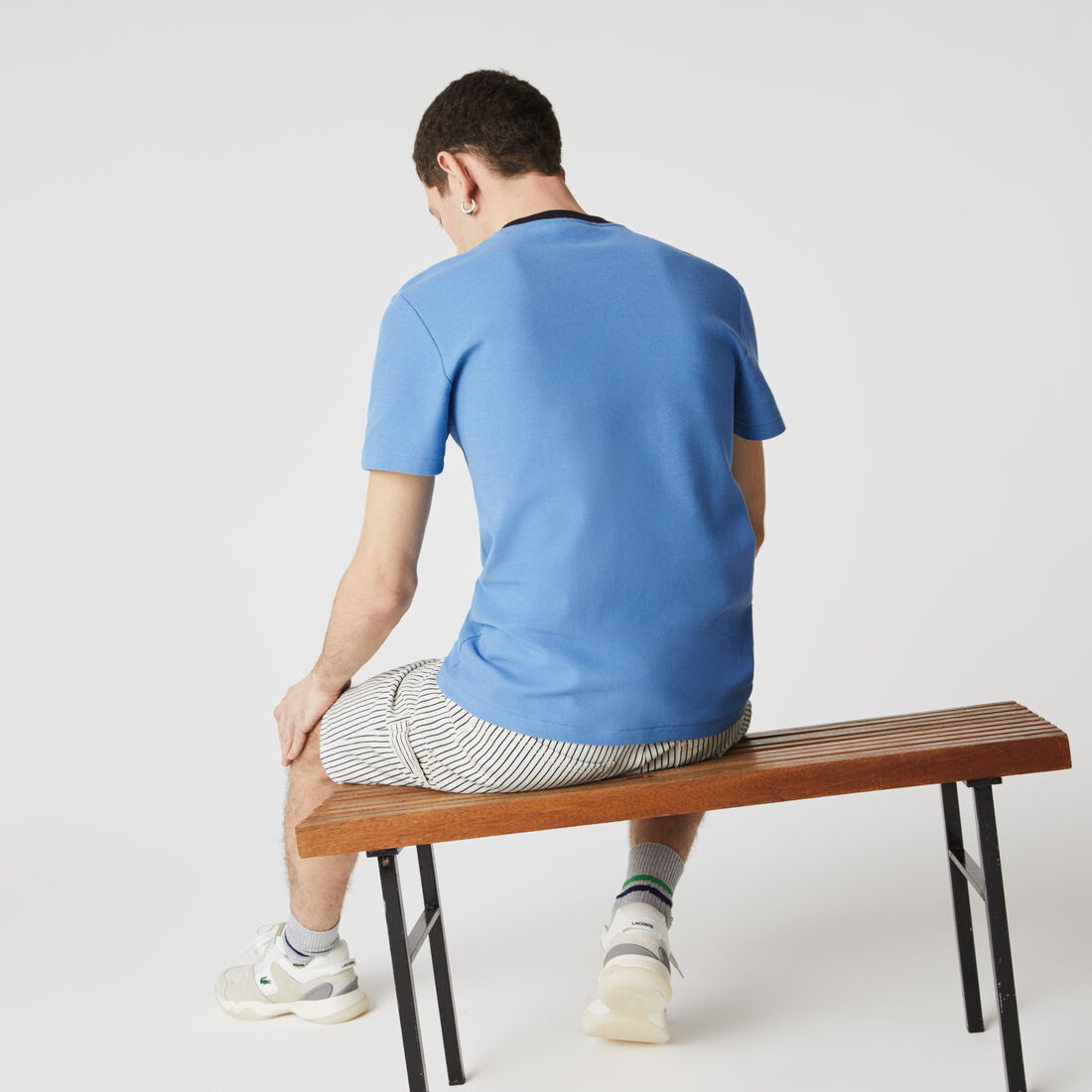 Men's Contrast Crew Neck Loose Fit Textured Cotton T-shirt Men's Contrast Crew Neck Loose Fit Textured Cotton T-shirt