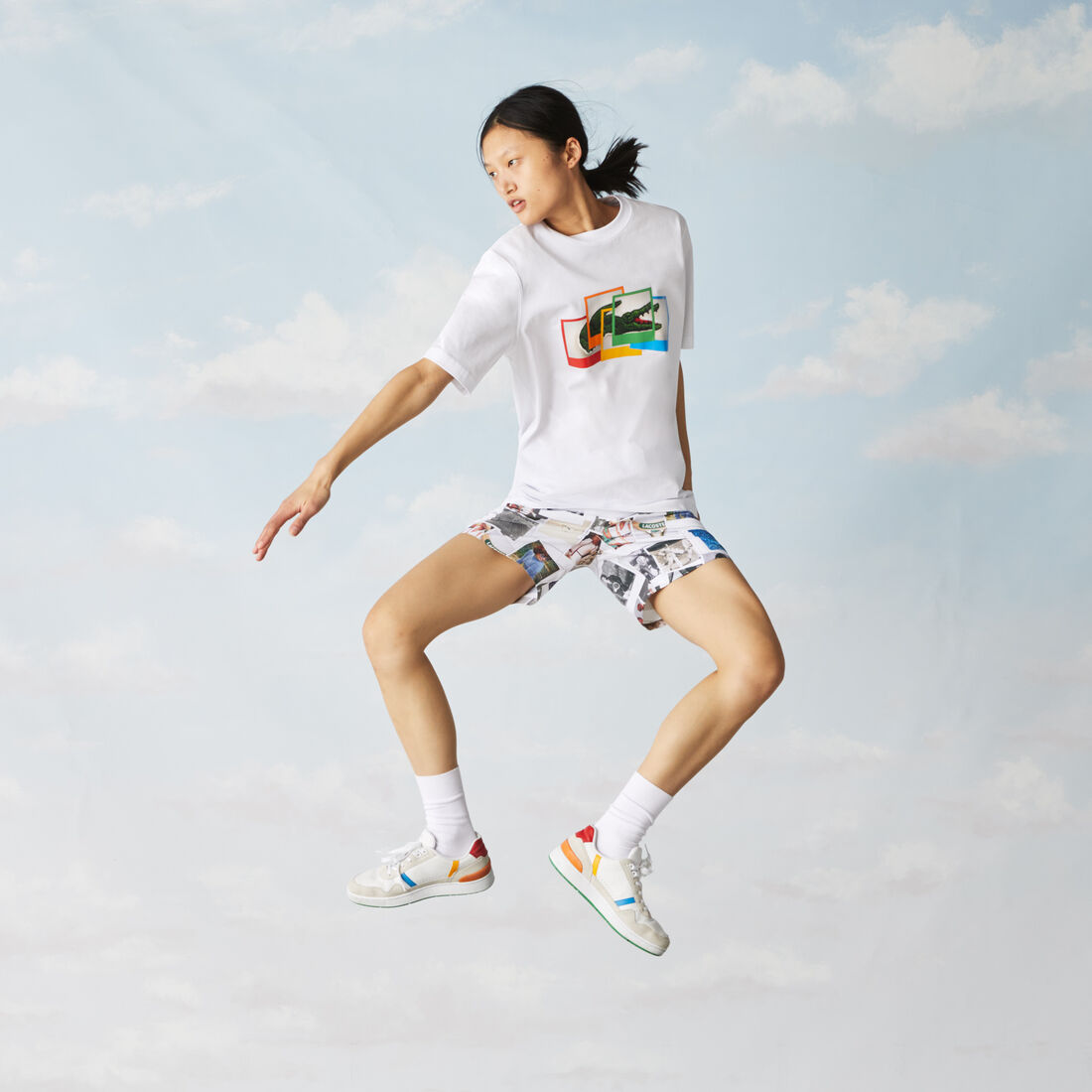 Unisex Lacoste LIVE Polaroid Collaboration Loose Fit Cotton T-shirt Unisex Lacoste LIVE Polaroid Collaboration Loose Fit Cotton T-shirt