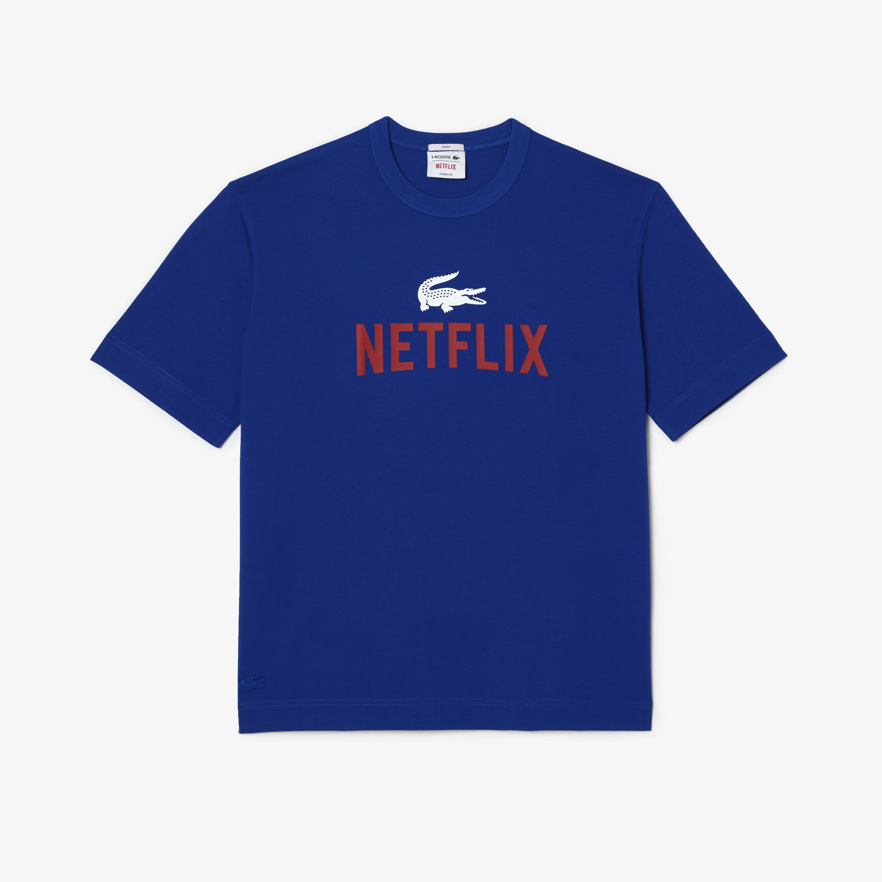 تيشيرت قطن عضوي بقصة فضفاضة للجنسين مجموعة Lacoste x Netflix