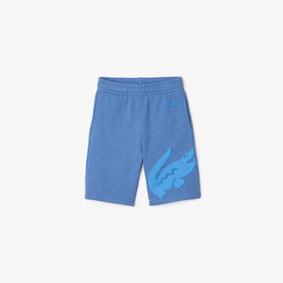 Boys' Oversized Crocodile Print Flecked Organic Cotton Shorts