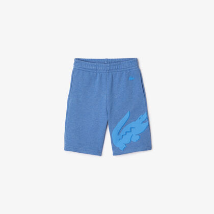 Boys' Oversized Crocodile Print Flecked Organic Cotton Shorts