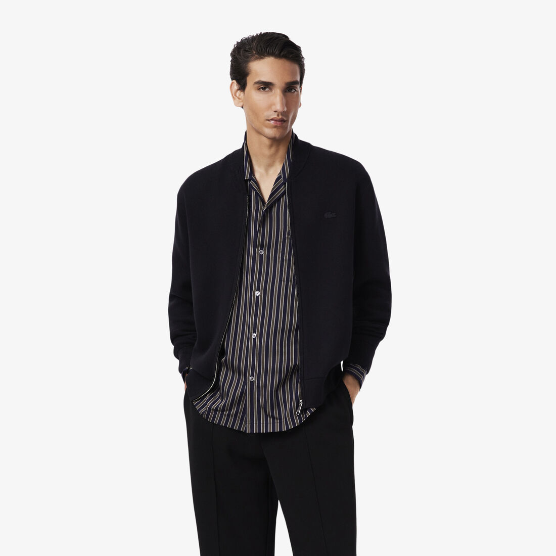 Cotton and Wool Knit Bomber Jacket