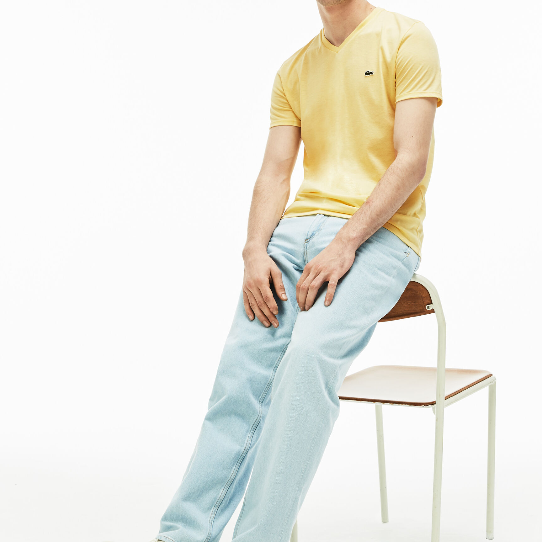 Lightweight Cotton Pima V Neck T-shirt