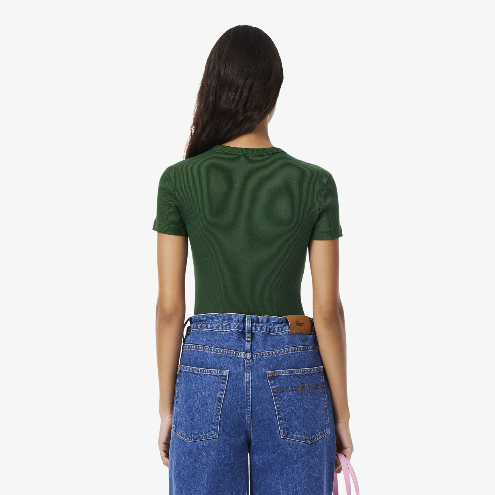 تي شيرت قطني مضلع بقصة ضيقة