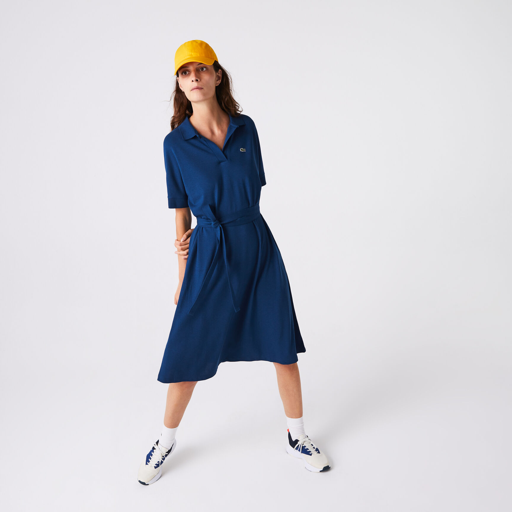 Women's Loose Fit V-neck Piqué Polo Dress Women's Loose Fit V-neck Piqué Polo Dress