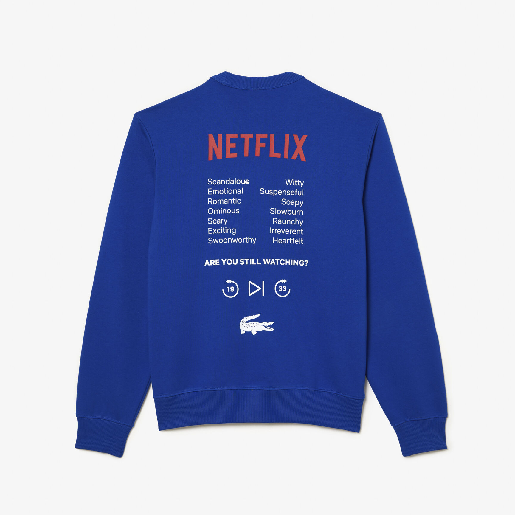 سويت شيرت بفتحة رقبة مستديرة وطبعة في الخلف للجنسين مجموعة Lacoste x Netflix سويت شيرت بفتحة رقبة مستديرة وطبعة في الخلف للجنسين مجموعة Lacoste x Netflix