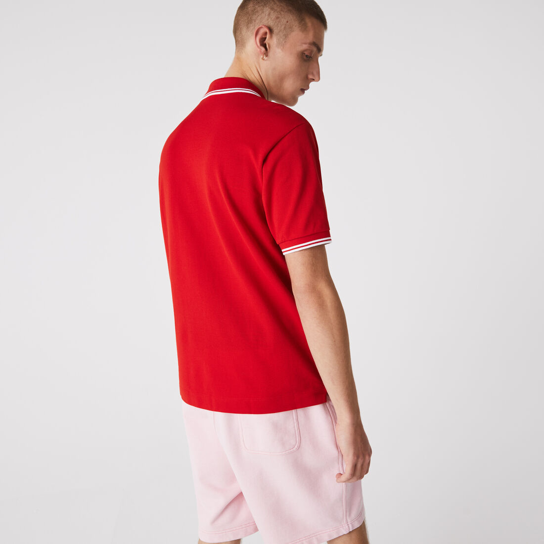 Men’s Lacoste Classic Fit Striped Accents Cotton Piqué Polo Shirt Men’s Lacoste Classic Fit Striped Accents Cotton Piqué Polo Shirt