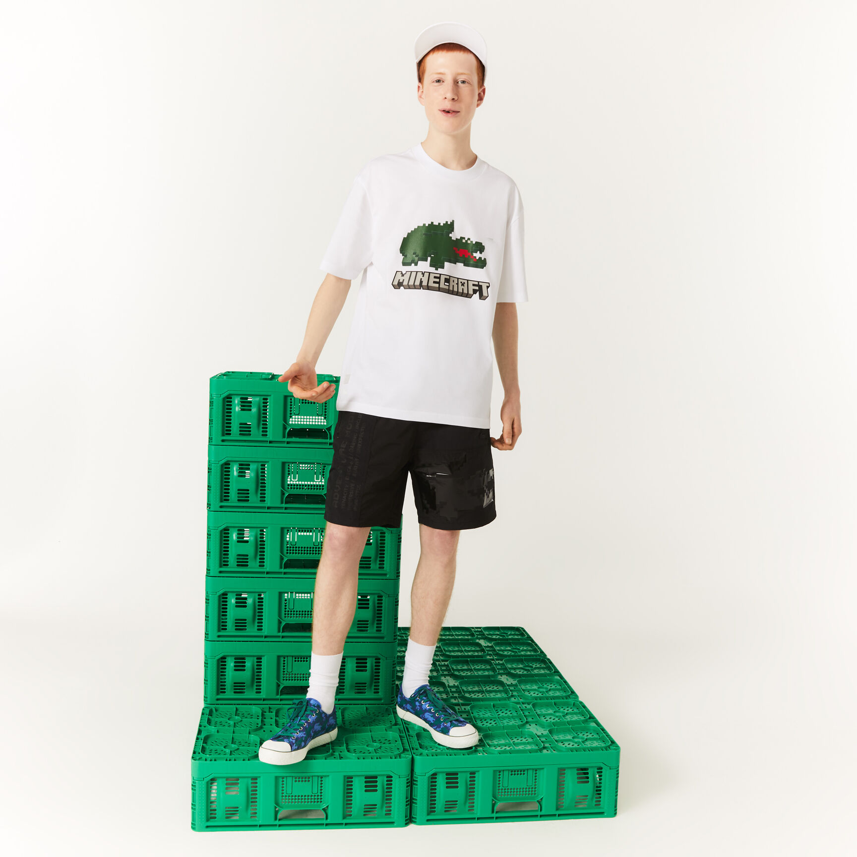 تيشيرت مطبوع قطن عضوي للجنسين مجموعة Lacoste x Minecraft تيشيرت مطبوع قطن عضوي للجنسين مجموعة Lacoste x Minecraft