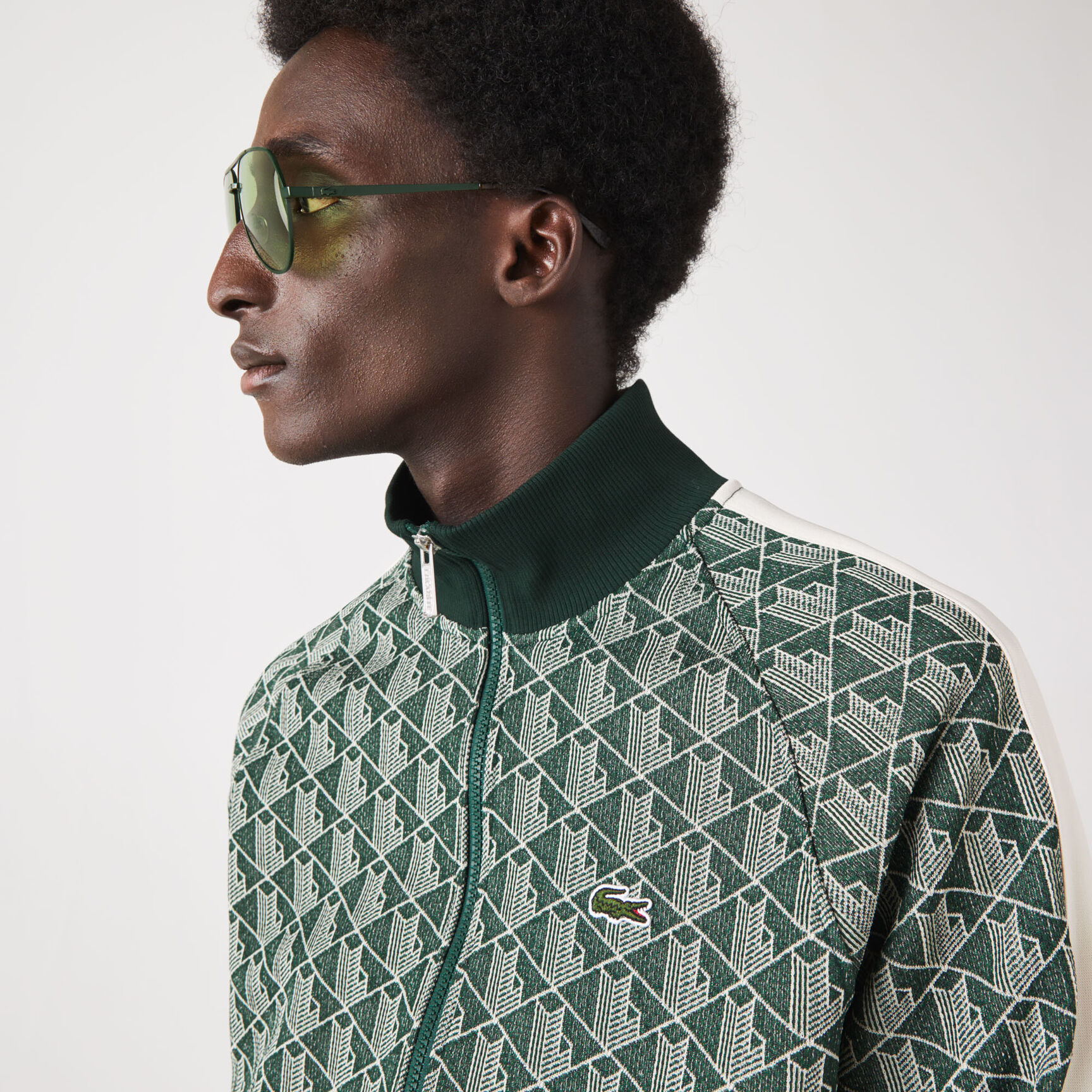 Men's Regular Fit Monogram Print Zip Sweatshirt