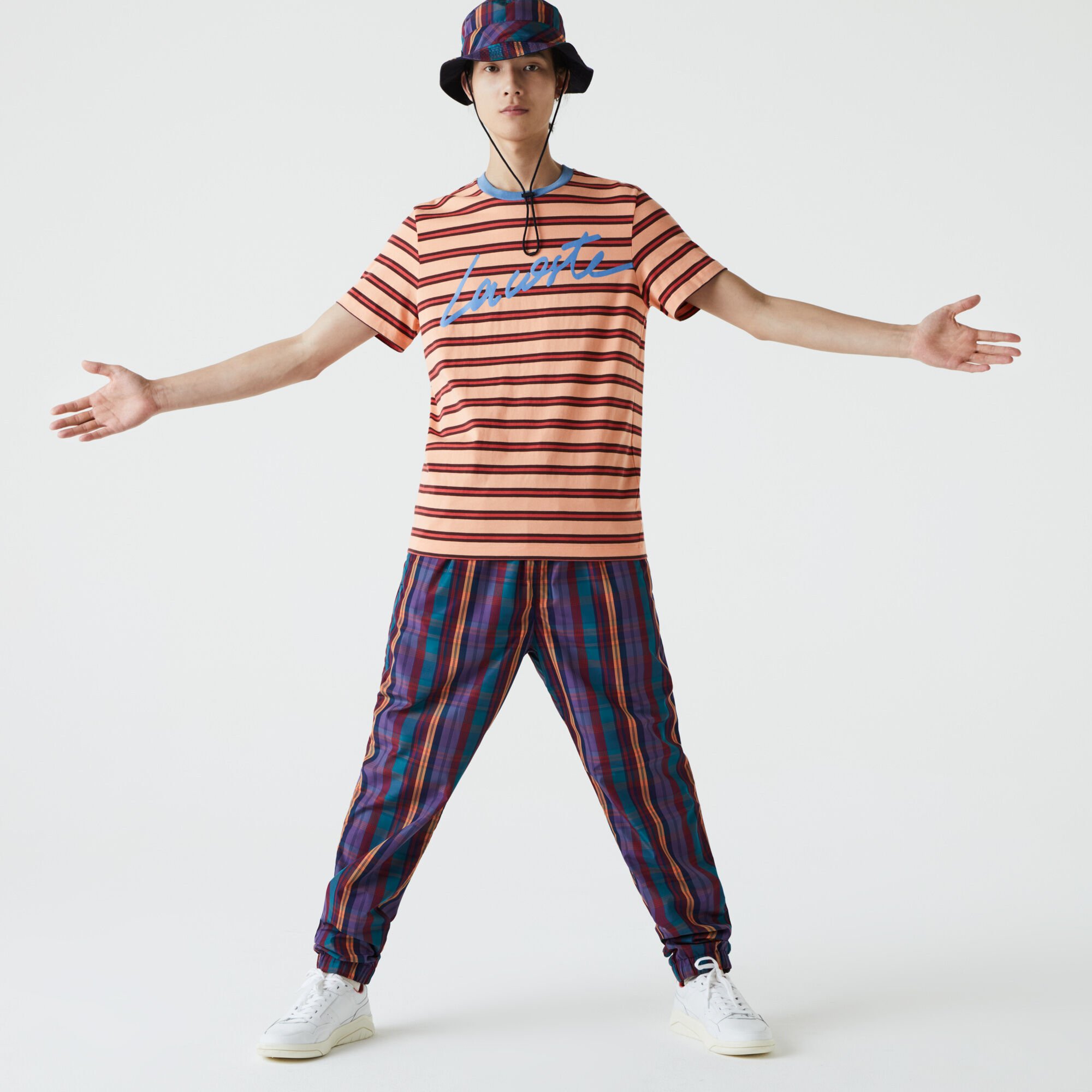 Men’s Crew Neck Print Lettering Striped Cotton T-shirt Men’s Crew Neck Print Lettering Striped Cotton T-shirt