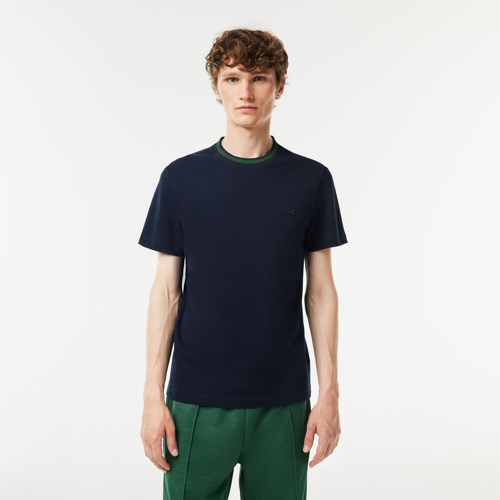 Stripe Collar Stretch Pique T-shirt Stripe Collar Stretch Pique T-shirt