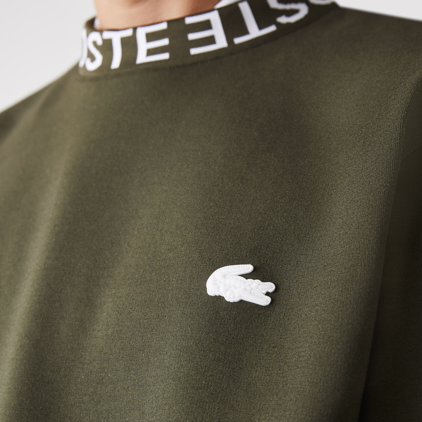 Men’s Lacoste Lettered Crew Neck Cotton Blend Sweatshirt