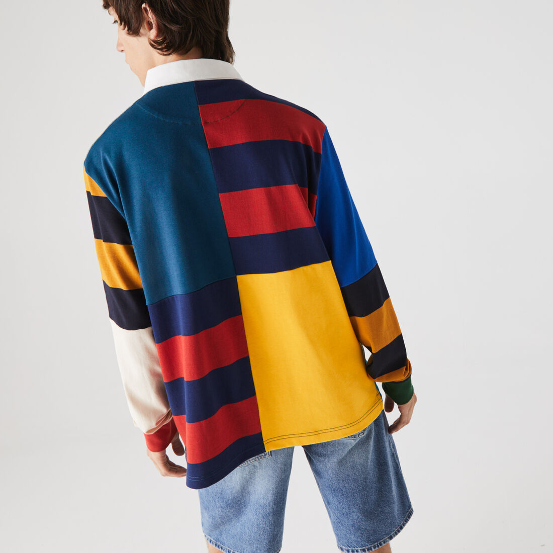 قميص بولو قطني للرجال تصميم الرجبي بكتل لونية وقصة فضفاضة مجموعة Lacoste LIVE قميص بولو قطني للرجال تصميم الرجبي بكتل لونية وقصة فضفاضة مجموعة Lacoste LIVE