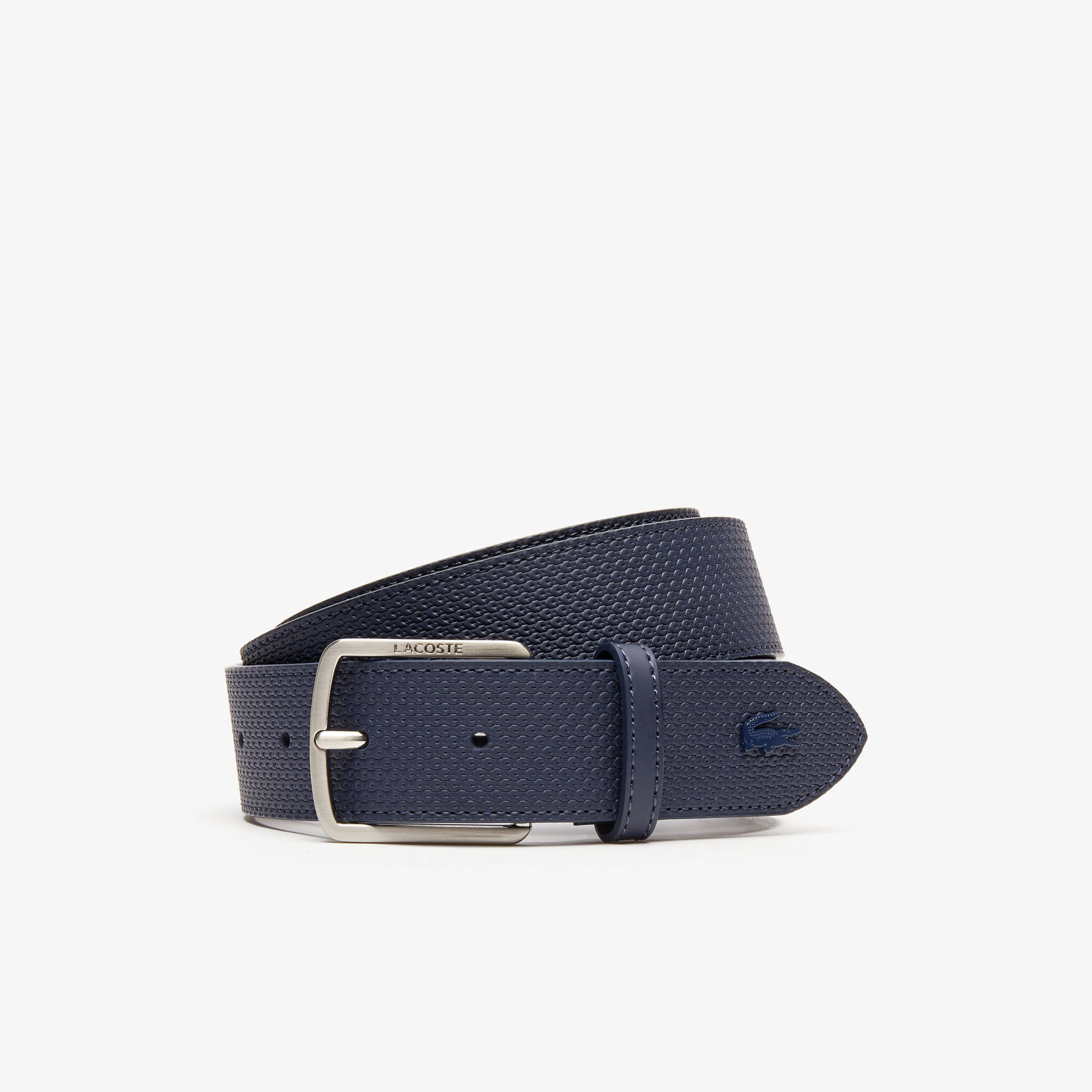 Men's Lacoste Engraved Buckle Texturised Leather Belt Men's Lacoste Engraved Buckle Texturised Leather Belt
