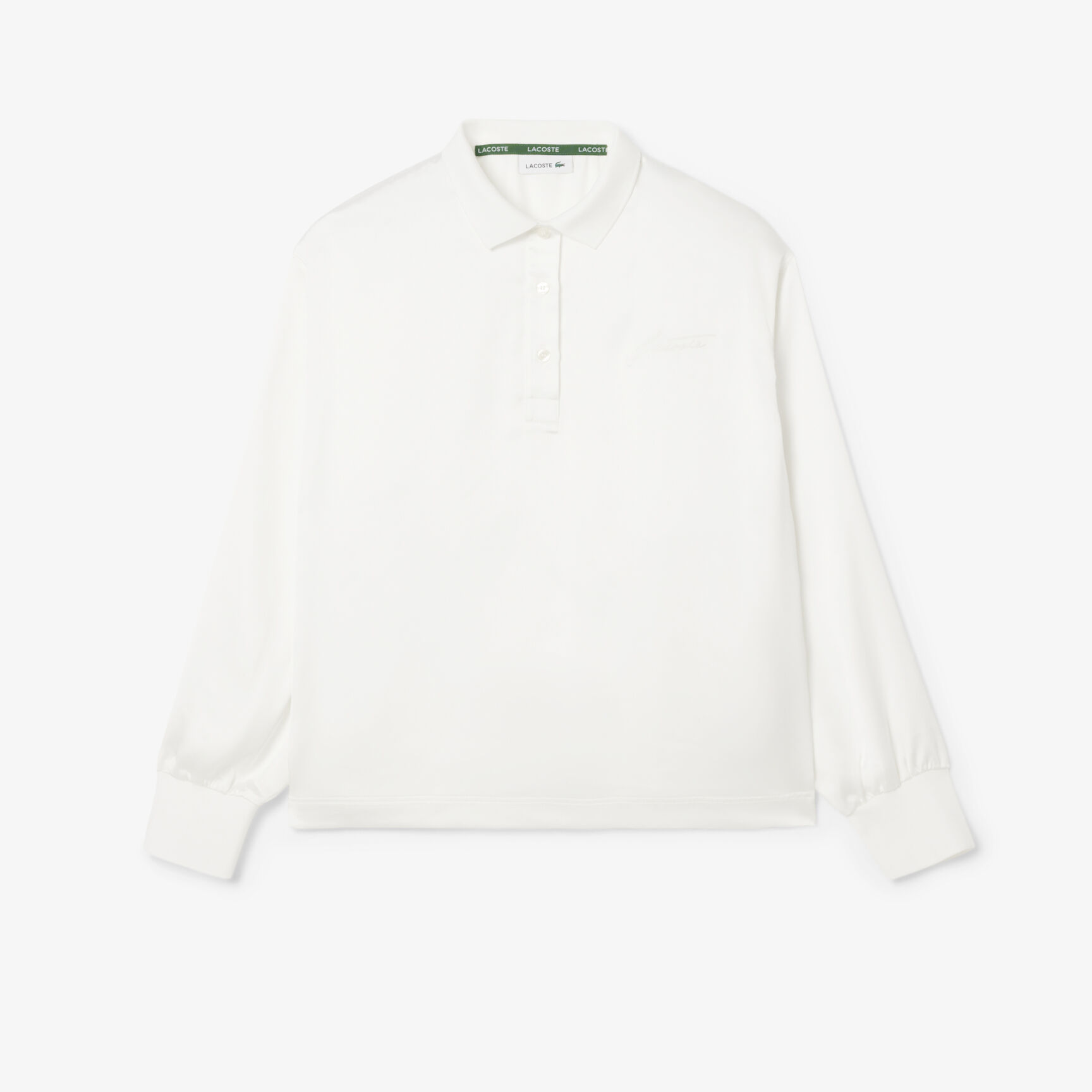 Long Sleeved Oversized Satin Polo Shirt Long Sleeved Oversized Satin Polo Shirt