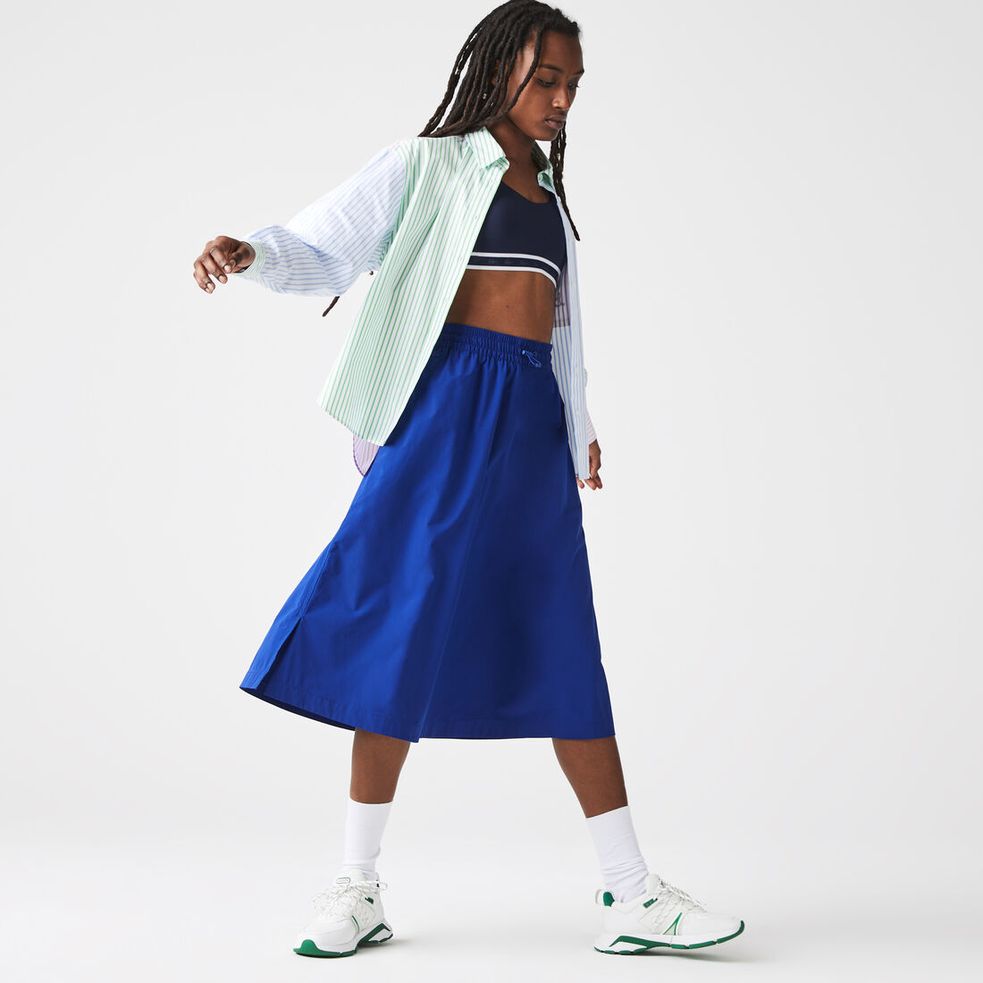 تنورة متوسطة الطول بخصر مطاطي للنساء تنورة متوسطة الطول بخصر مطاطي للنساء