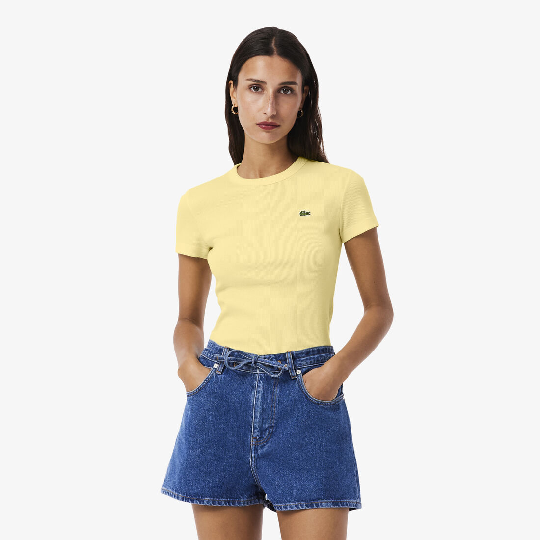 Slim Fit Ribbed Cotton T-shirt