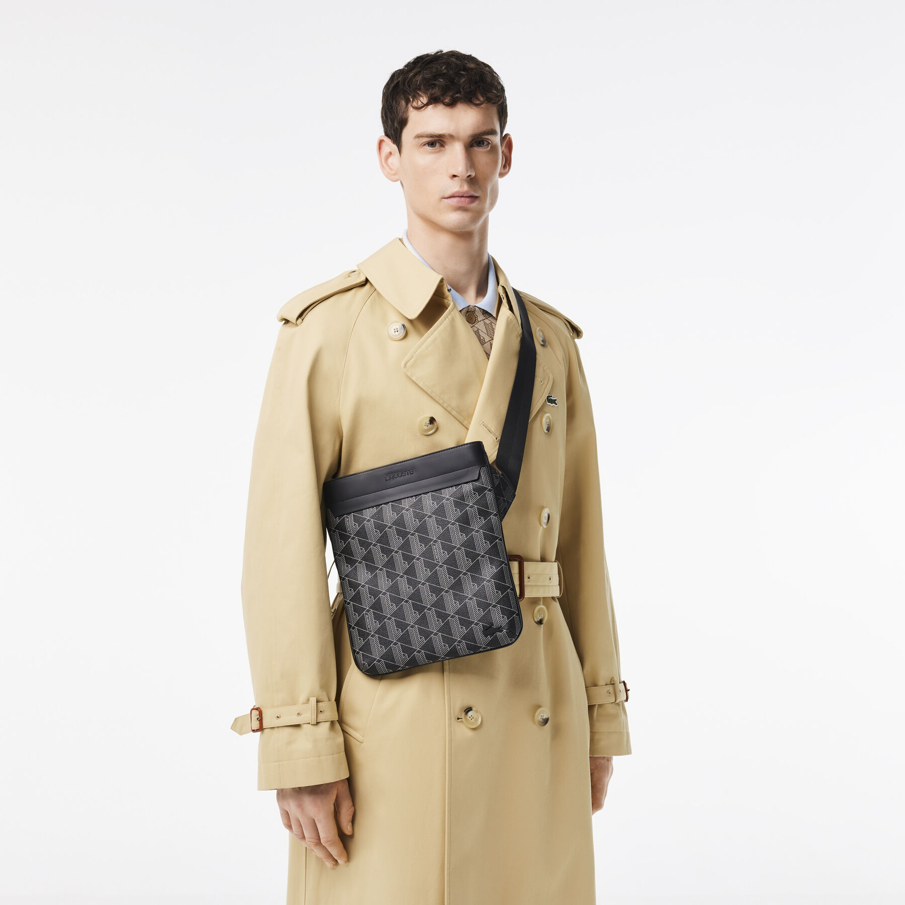 men s lacoste the blend monogram print shoulder bag