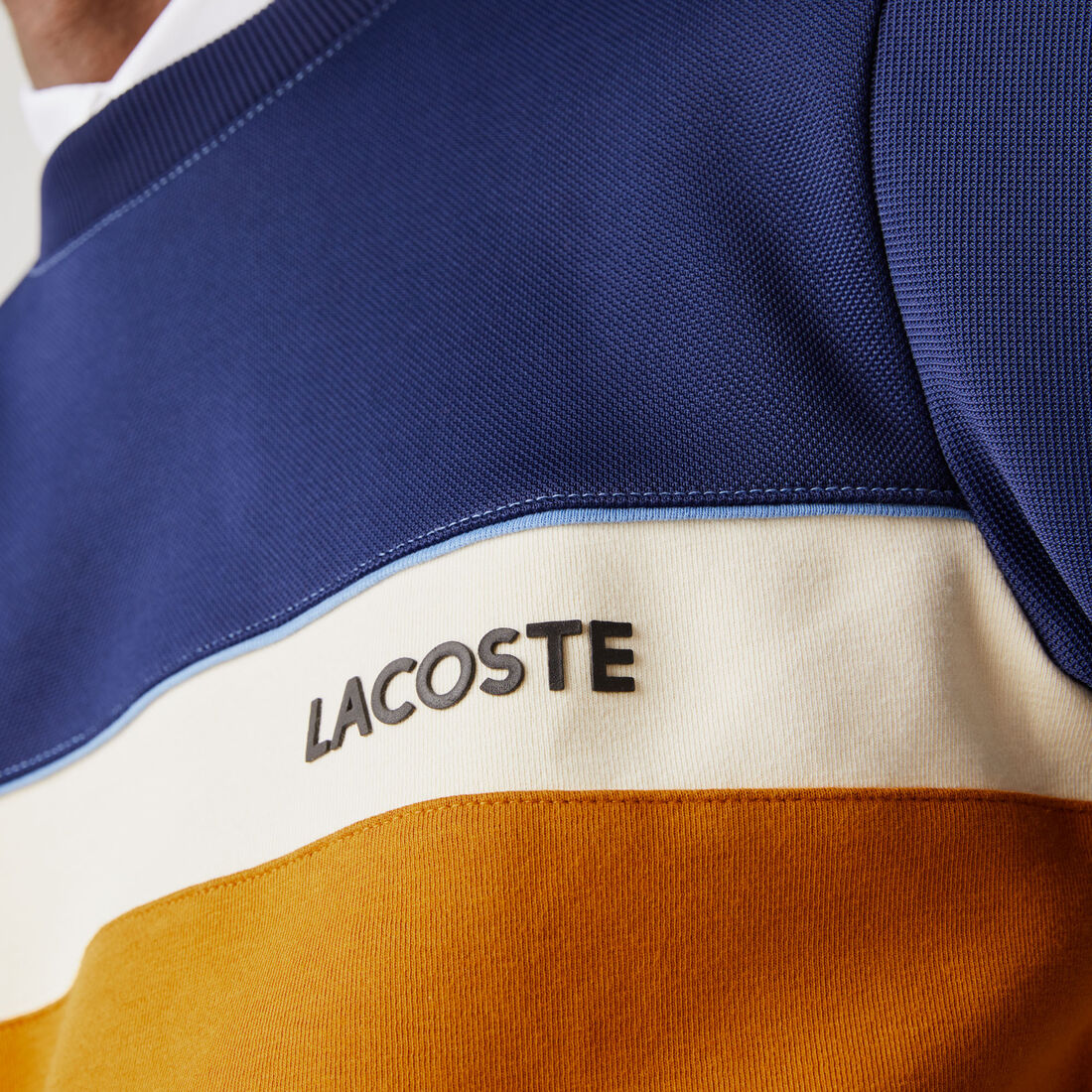 Men’s Crew Neck Lettering Colourblock Piqué Sweatshirt Men’s Crew Neck Lettering Colourblock Piqué Sweatshirt