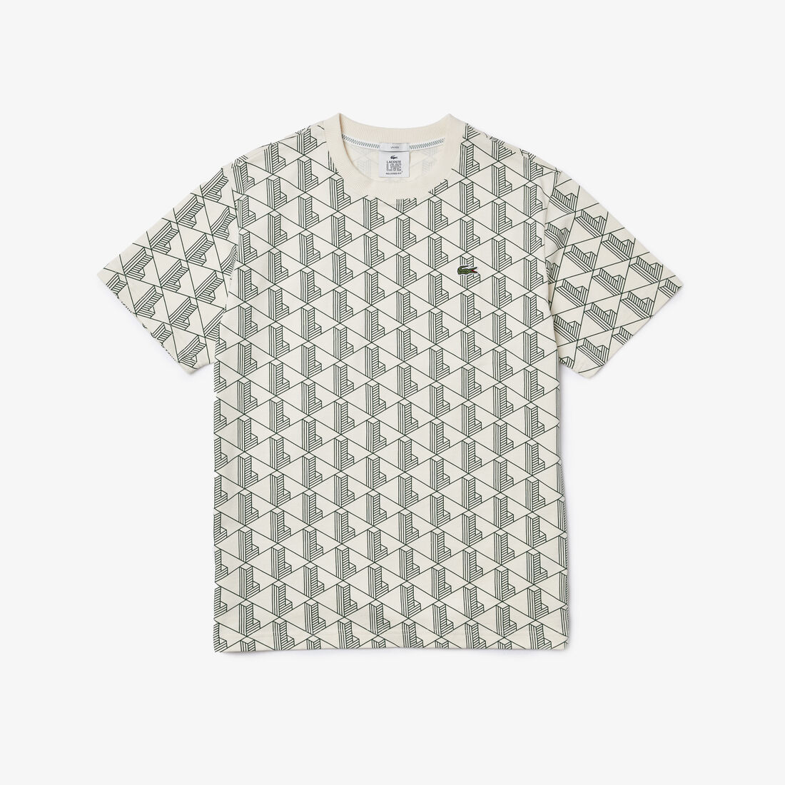 Unisex Lacoste L!VE Monogram Print Cotton T-shirt