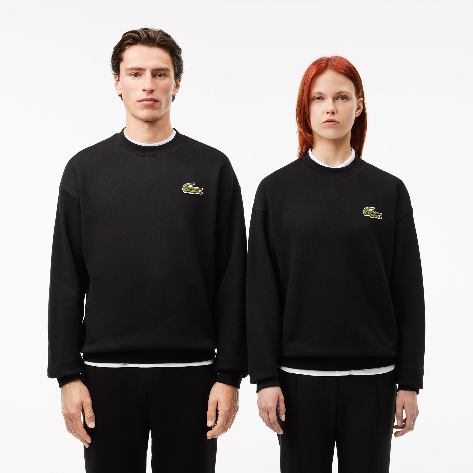 Loose Fit Badge Accent Fleece Sweatshirt lacoste loose fit badge accent fleece sweatshirt