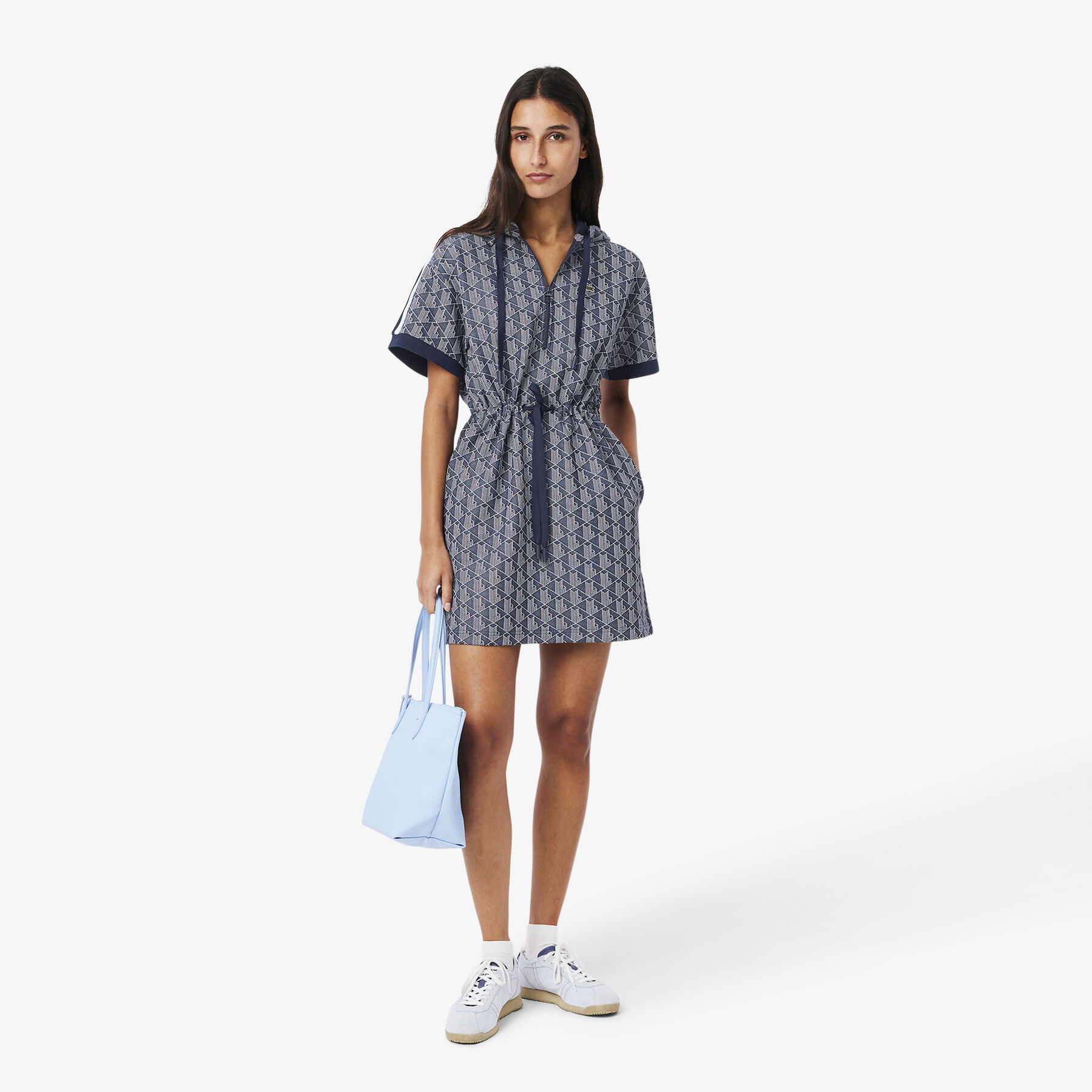 Jacquard Monogram Hoodie Dress lacoste jacquard monogram hoodie dress