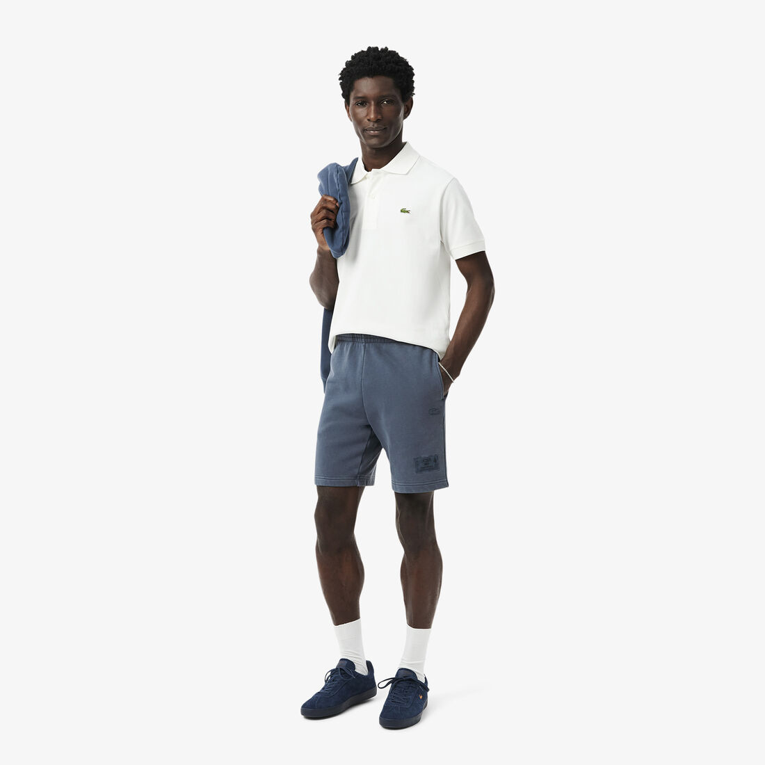 Washed Effect Cotton Fleece Shorts