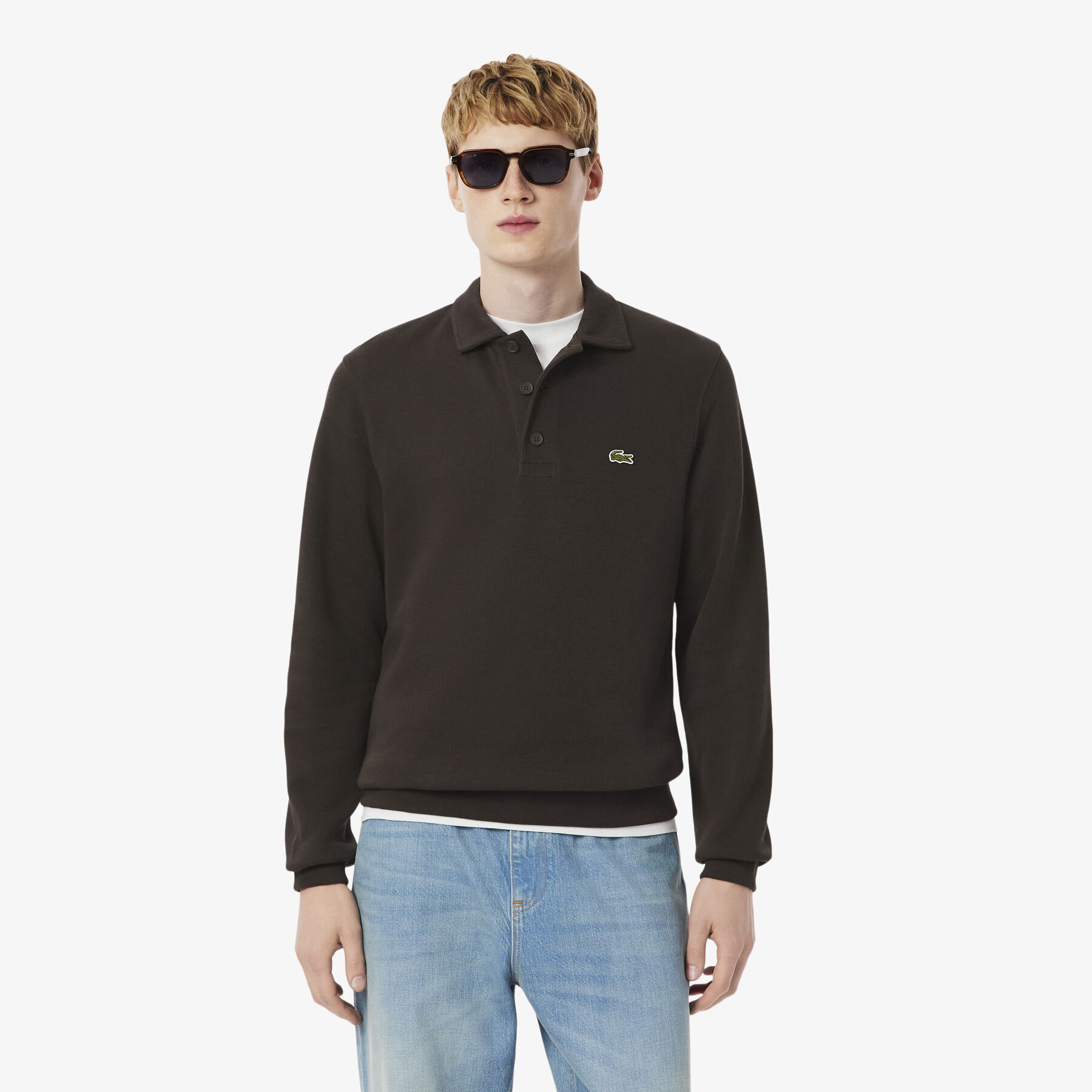 Ribbed Cotton Polo Collar Sweatshirt lacoste ribbed cotton polo collar sweatshirt