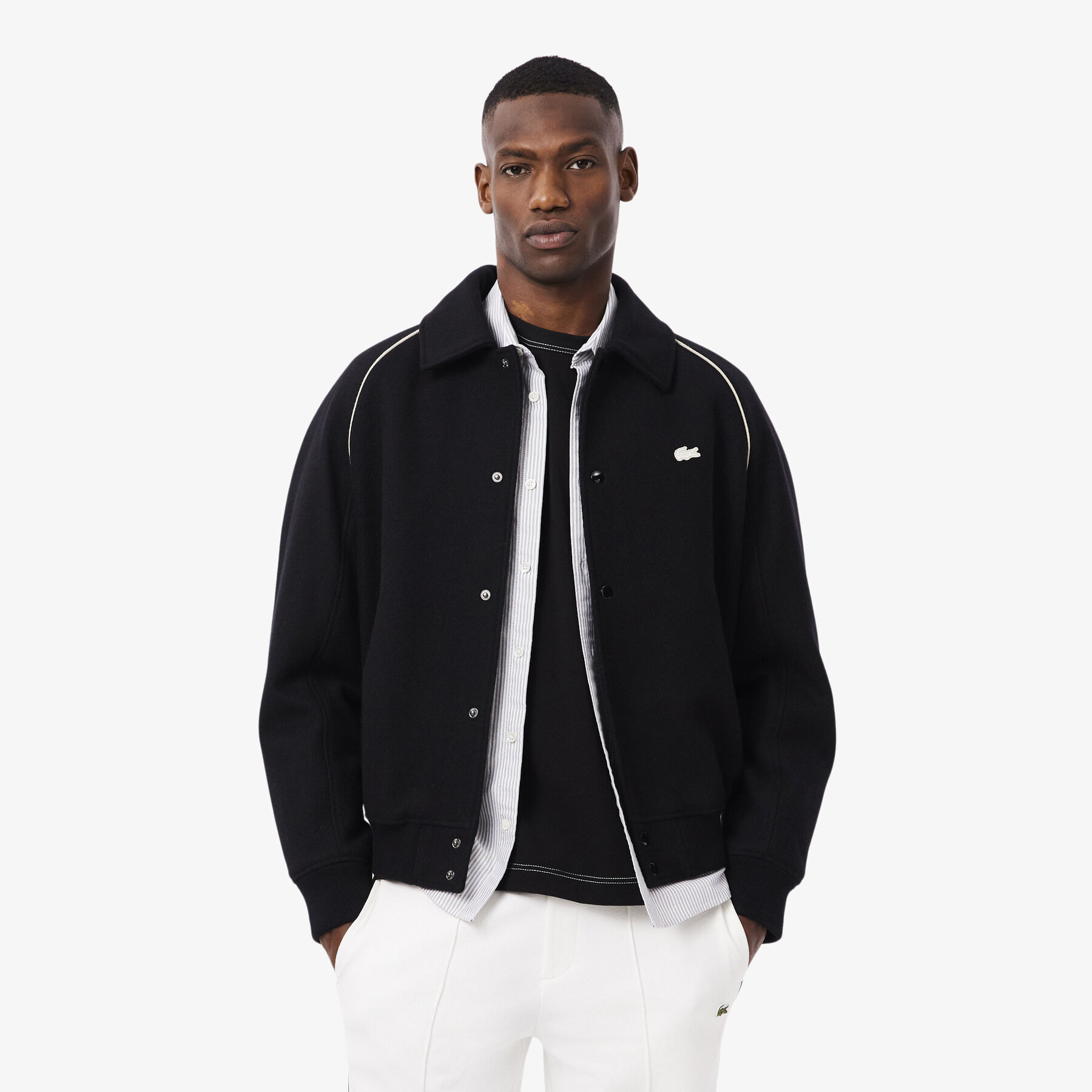 Badge Accent Wool Varsity Jacket lacoste badge accent wool varsity jacket
