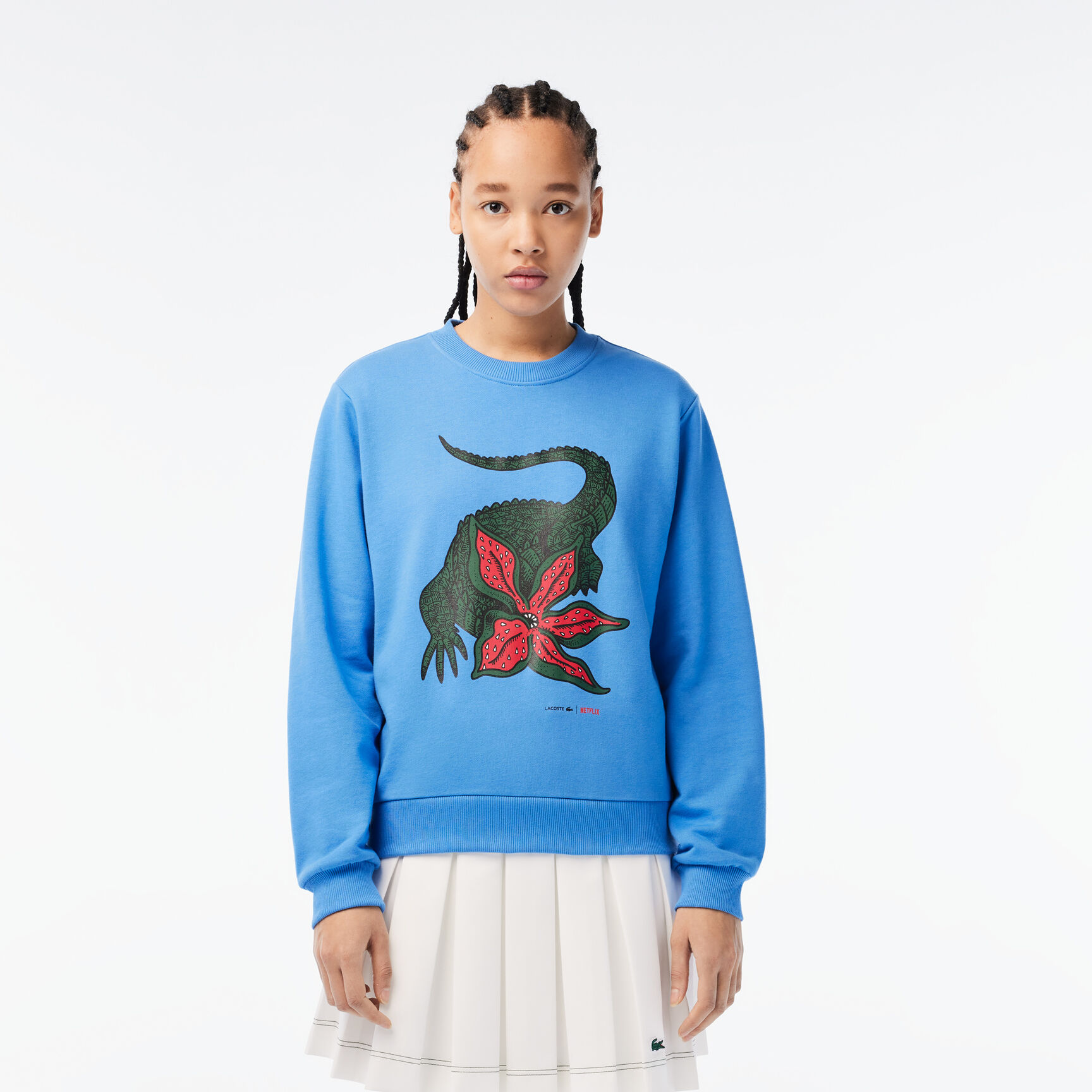 Women’s Lacoste x Netflix Loose Fit Organic Cotton Fleece Sweatshirt Women’s Lacoste x Netflix Loose Fit Organic Cotton Fleece Sweatshirt