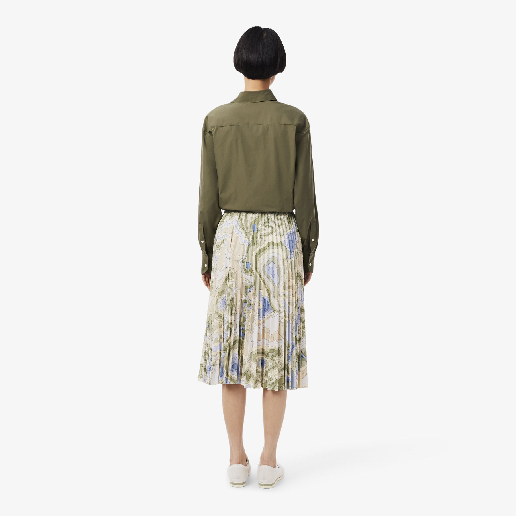 lacoste topography print pleated skirt