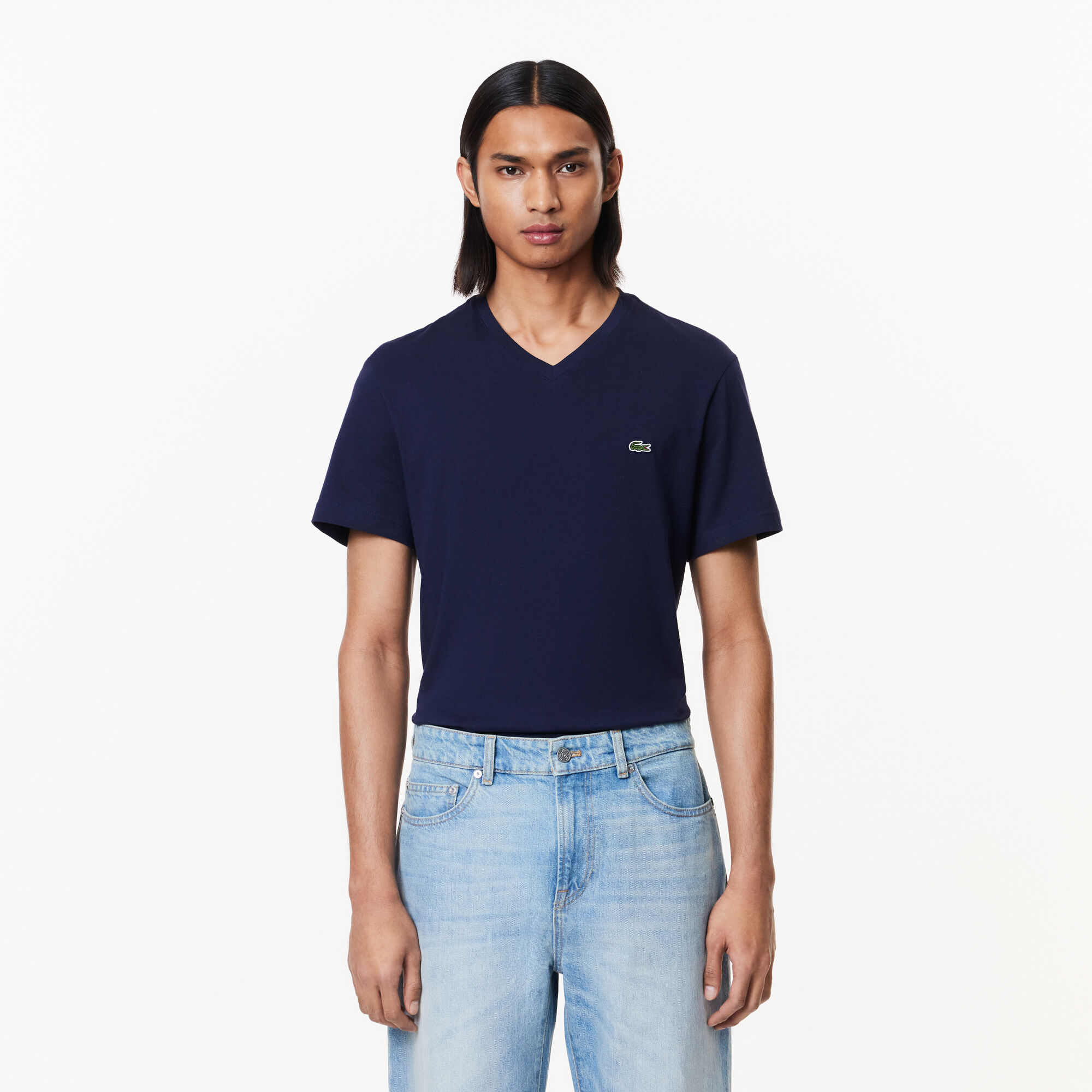 Buy Men s V neck Cotton T shirt Lacoste EG