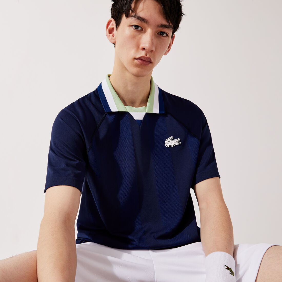 Men's Lacoste SPORT Seamless Open Collar Jacquard Polo Shirt
