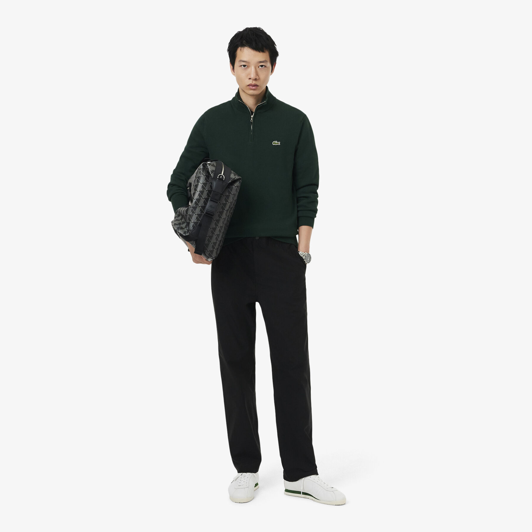 Zipped High Neck Cotton Sweater lacoste zipped high neck cotton sweater