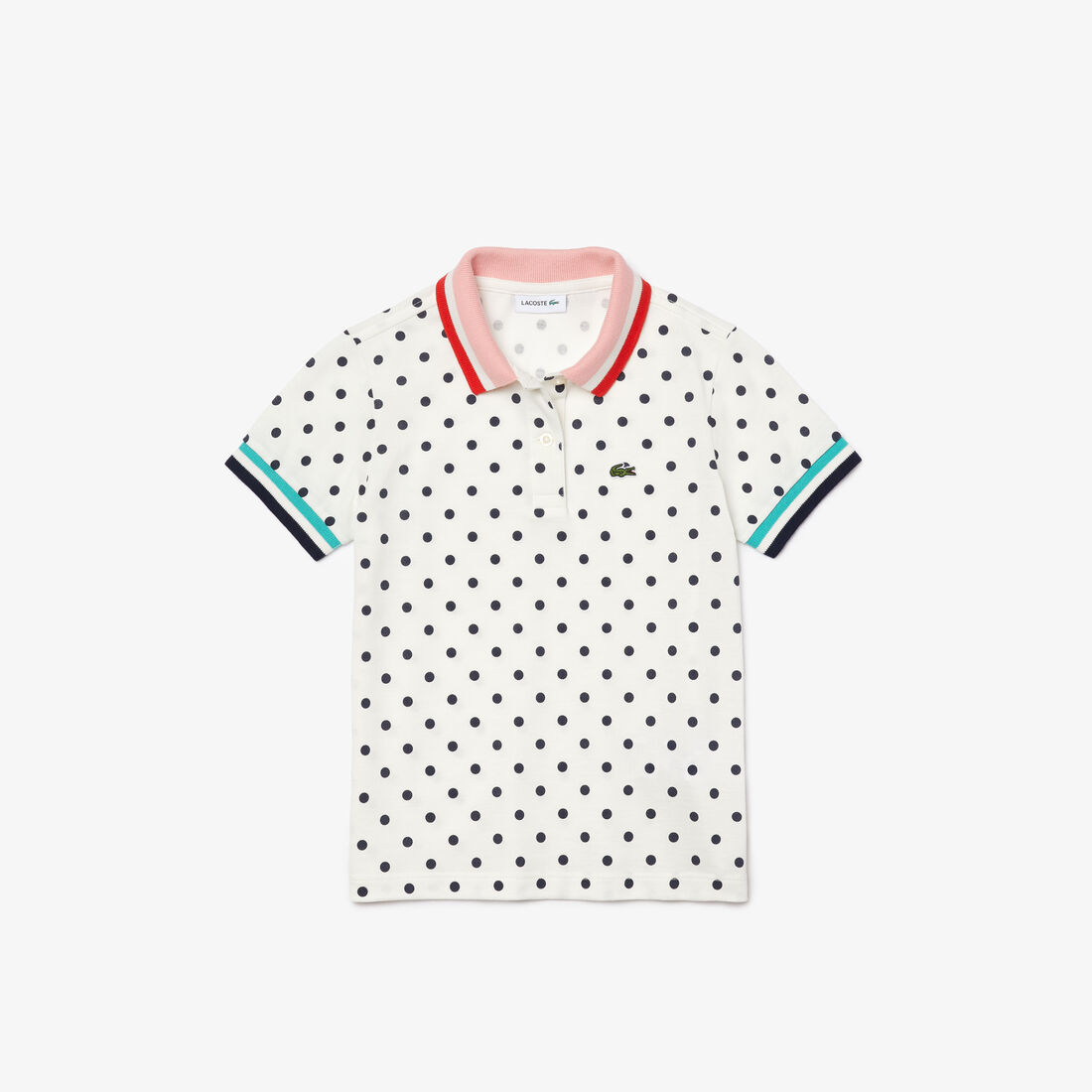 Girls’ Lacoste Polka Dot Print Cotton Piqué Polo