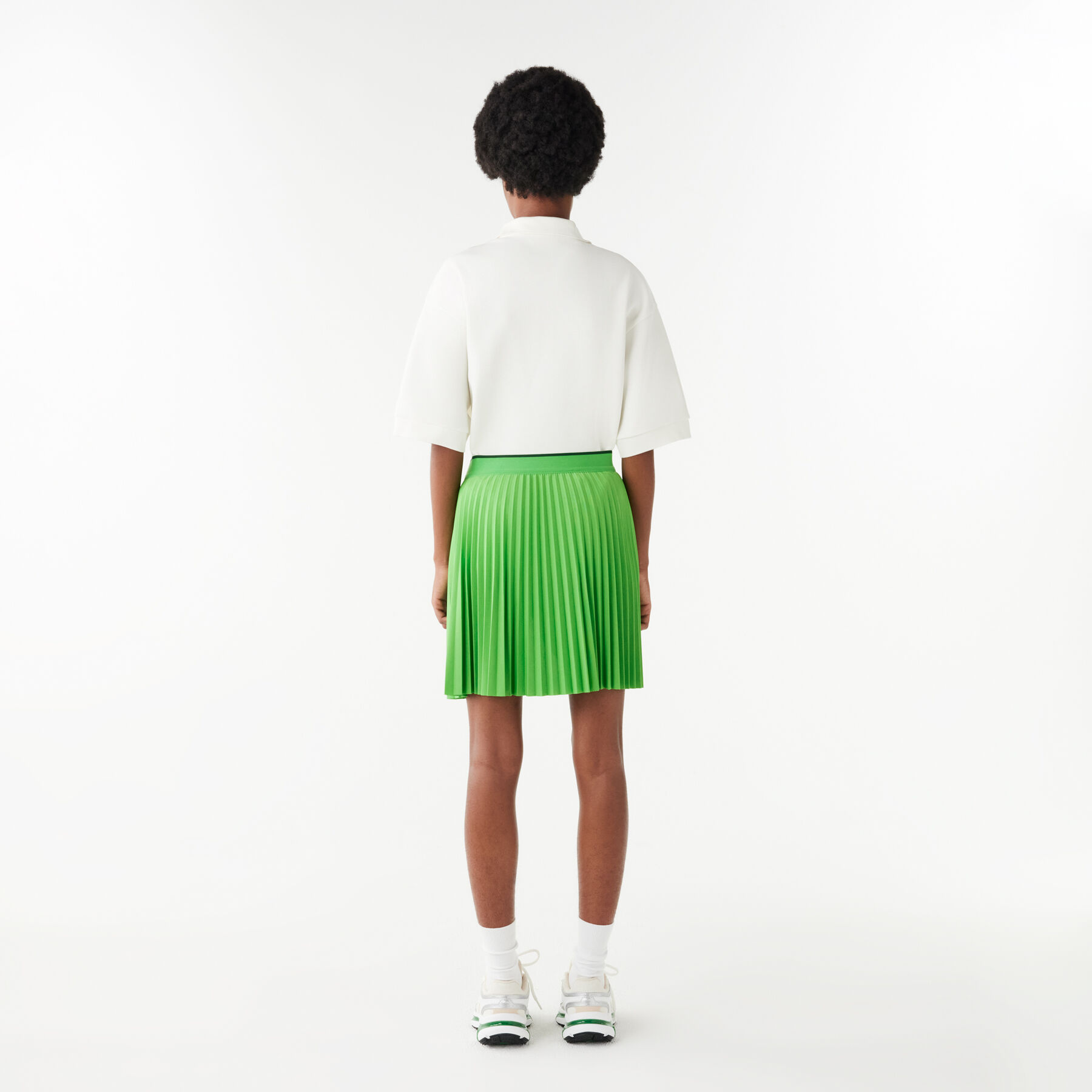 lacoste short pleated elastic waist skirt