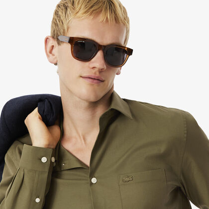 قميص بوبلين قطني بقصّة عادية