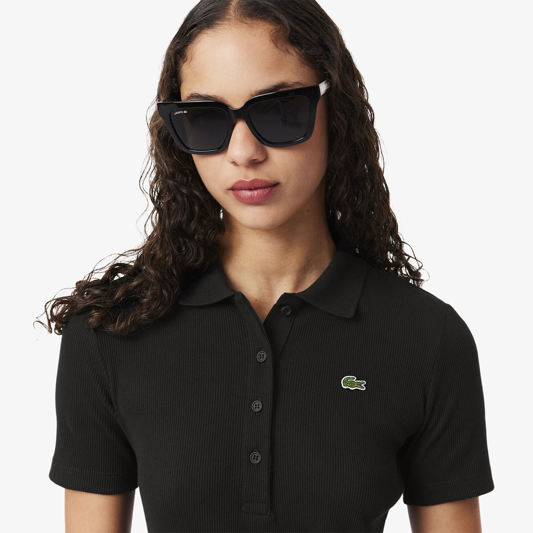 Long Ribbed Cotton Polo Dress