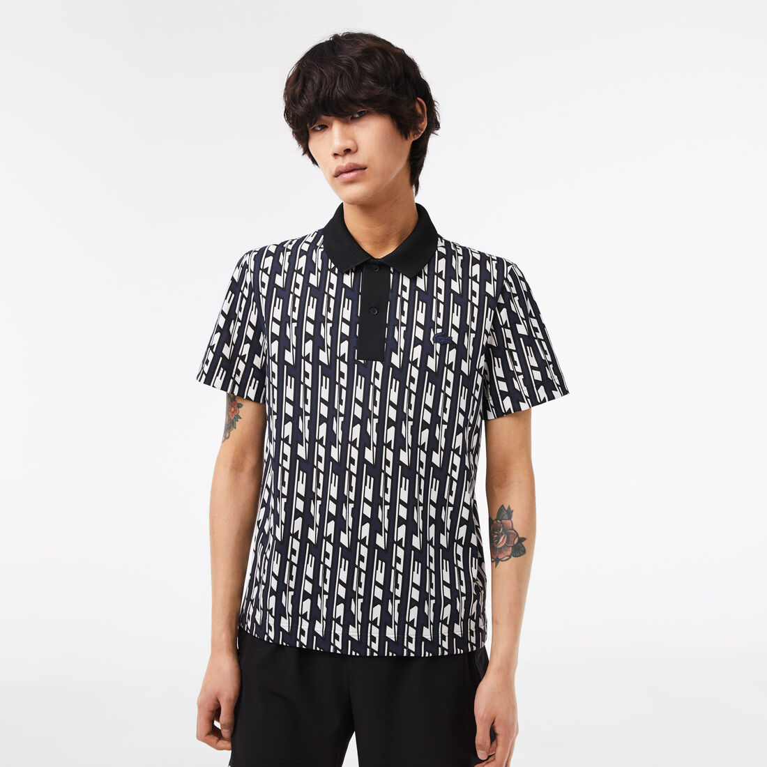 Men’s Lacoste Two-Tone Printed Stretch Piqué Polo Shirt