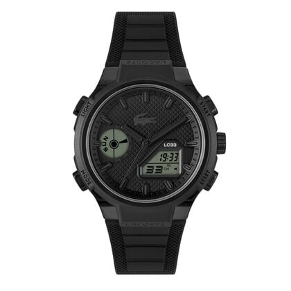 ساعة لاكوست للرجال بقرص أسود
