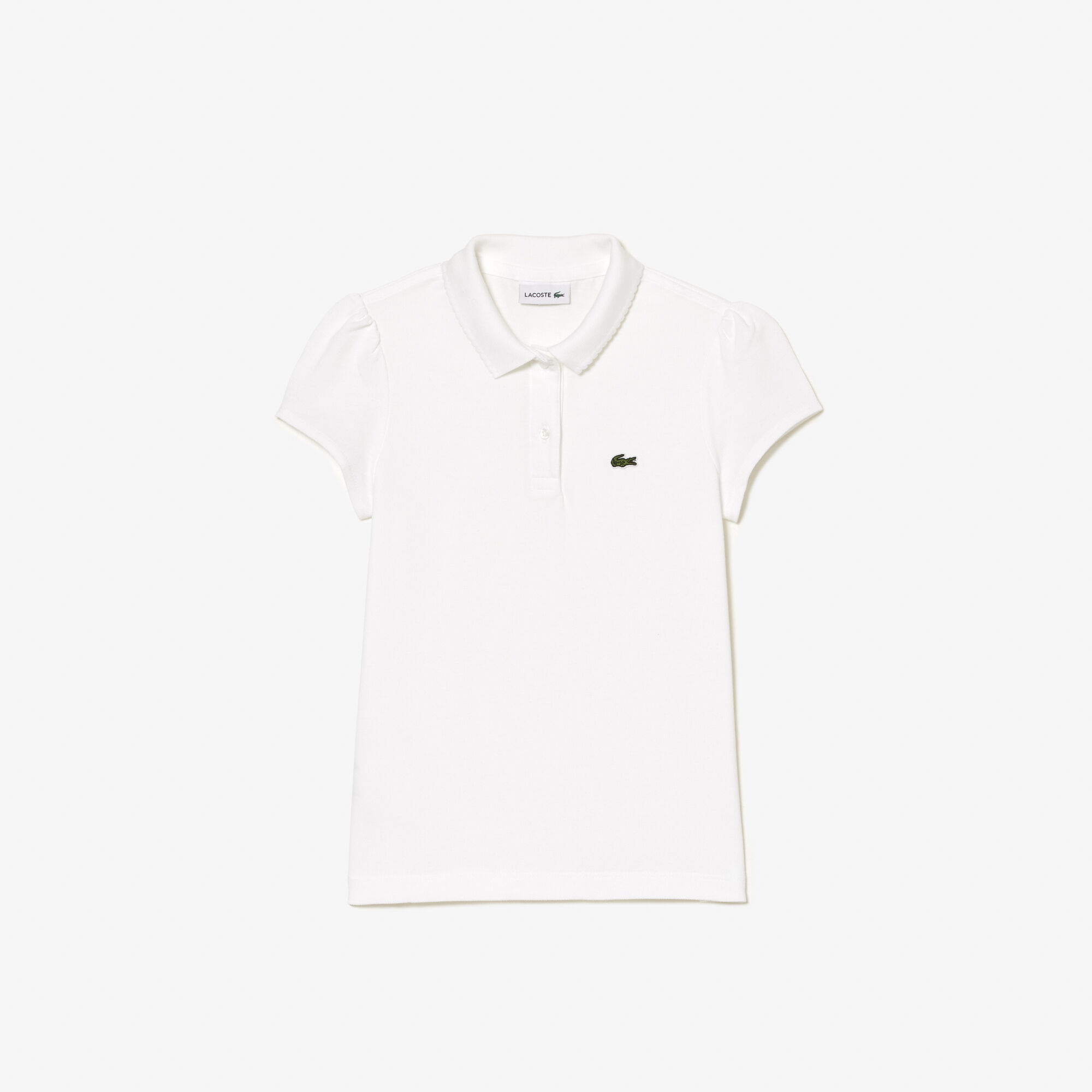 Girls' Lacoste Scalloped Collar Mini Piqué Polo Shirt Girls' Lacoste Scalloped Collar Mini Piqué Polo Shirt